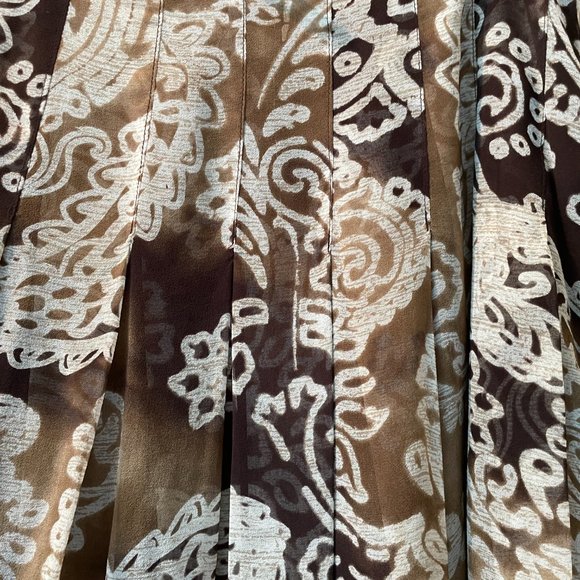 Jones New York Brown Print Silk Pleated Skirt Size 10 - Picture 3 of 3